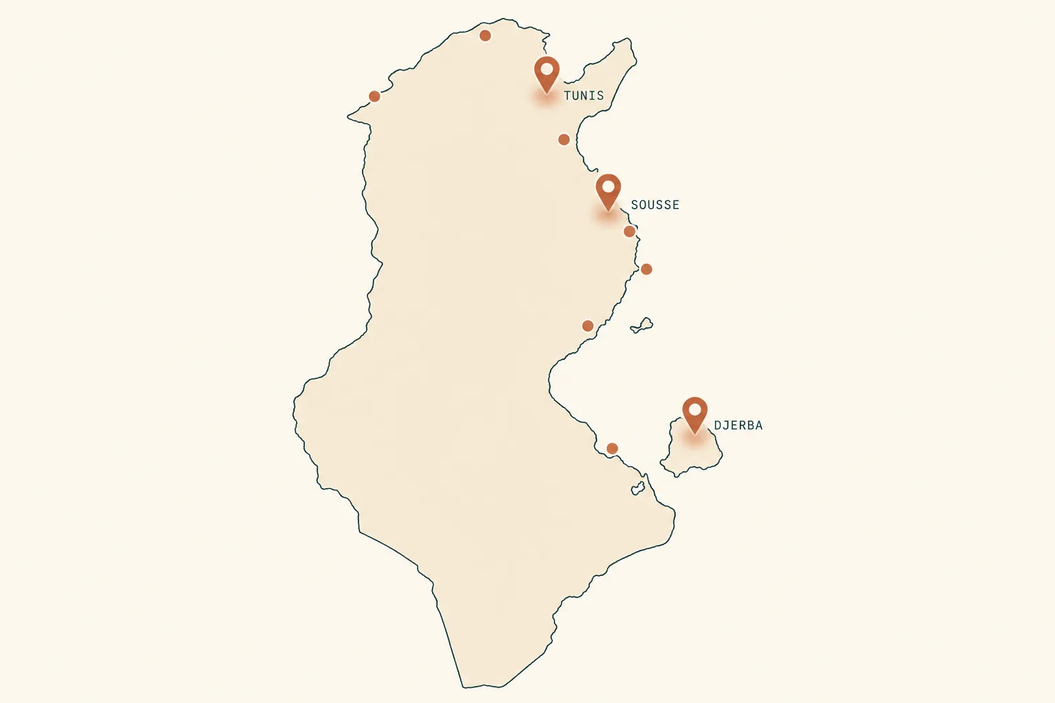 Carte de couverture — agences à Tunis, Sousse et Djerba